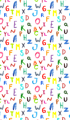 Store intérieur fenêtre avec lettres colorées
