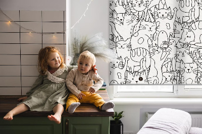 Store enrouleur avec motif de chats dessinés