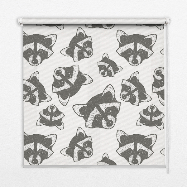 Store intérieur avec motif de ratons laveurs dessinés