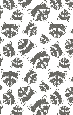 Store intérieur avec motif de ratons laveurs dessinés