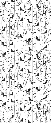 Store intérieur fenêtre avec motif d'oiseaux et d'arbres dessinés