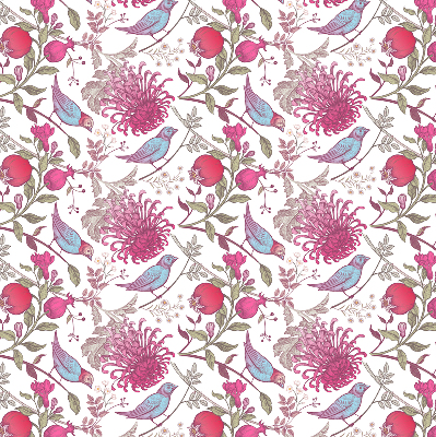 Store enrouleur des oiseaux colorés parmi les fleurs