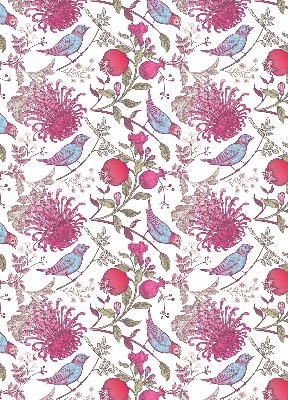 Store enrouleur des oiseaux colorés parmi les fleurs