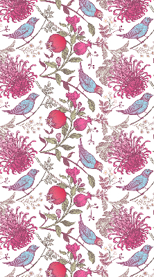 Store enrouleur des oiseaux colorés parmi les fleurs