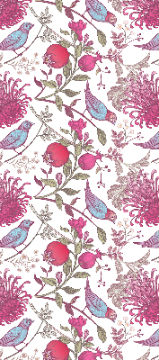 Store enrouleur des oiseaux colorés parmi les fleurs