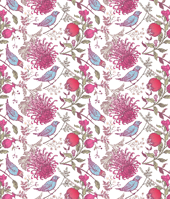 Store enrouleur des oiseaux colorés parmi les fleurs