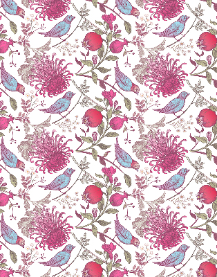 Store enrouleur des oiseaux colorés parmi les fleurs