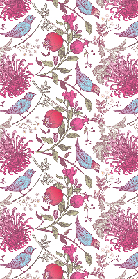 Store enrouleur des oiseaux colorés parmi les fleurs