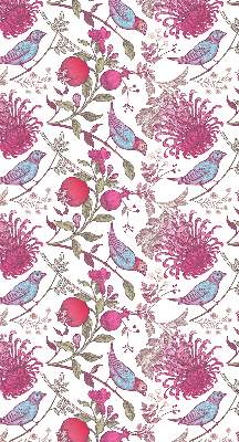 Store enrouleur des oiseaux colorés parmi les fleurs