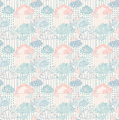 Store enrouleur avec des nuages colorés et des motifs