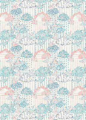 Store enrouleur avec des nuages colorés et des motifs
