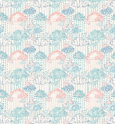 Store enrouleur avec des nuages colorés et des motifs