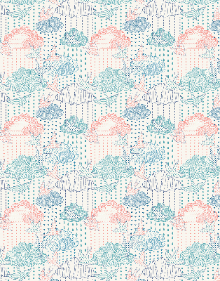 Store enrouleur avec des nuages colorés et des motifs