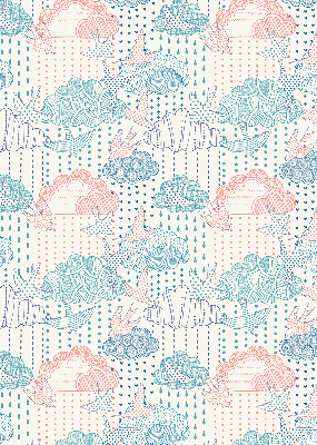 Store enrouleur avec des nuages colorés et des motifs
