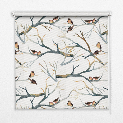 Store enrouleur avec motif d’oiseaux sur un arbre