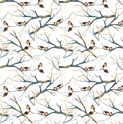 Store enrouleur avec motif d’oiseaux sur un arbre