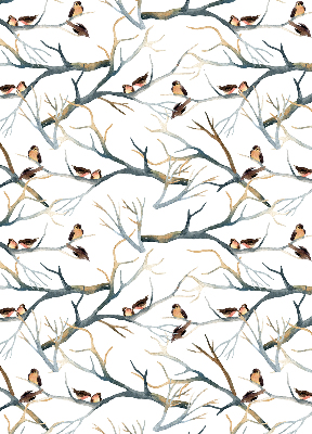 Store enrouleur avec motif d’oiseaux sur un arbre