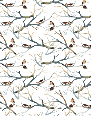 Store enrouleur avec motif d’oiseaux sur un arbre