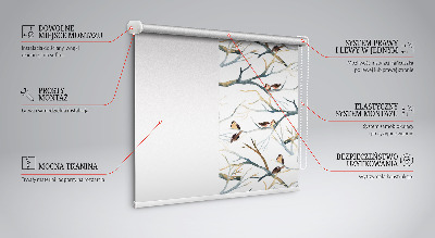 Store enrouleur avec motif d’oiseaux sur un arbre