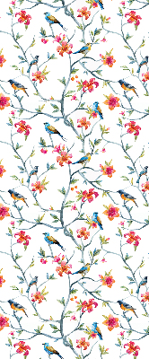 Store intérieur fenêtre avec motif d’un oiseau sur une branche