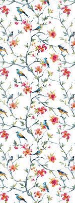 Store intérieur fenêtre avec motif d’un oiseau sur une branche