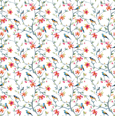 Store intérieur fenêtre avec motif d’un oiseau sur une branche