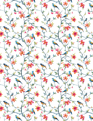 Store intérieur fenêtre avec motif d’un oiseau sur une branche