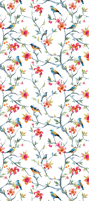 Store intérieur fenêtre avec motif d’un oiseau sur une branche