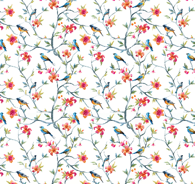 Store intérieur fenêtre avec motif d’un oiseau sur une branche