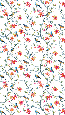 Store intérieur fenêtre avec motif d’un oiseau sur une branche