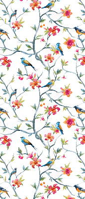 Store intérieur fenêtre avec motif d’un oiseau sur une branche