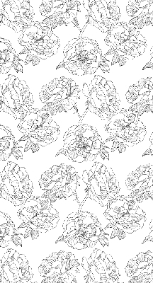 Store intérieur avec motif de roses dessinées