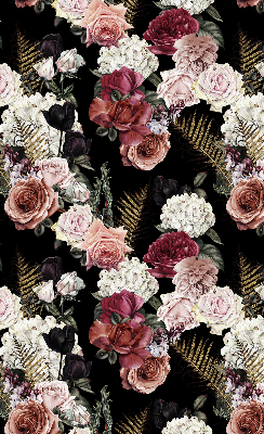 Store intérieur avec un bouquet de roses