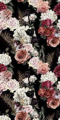 Store intérieur avec un bouquet de roses