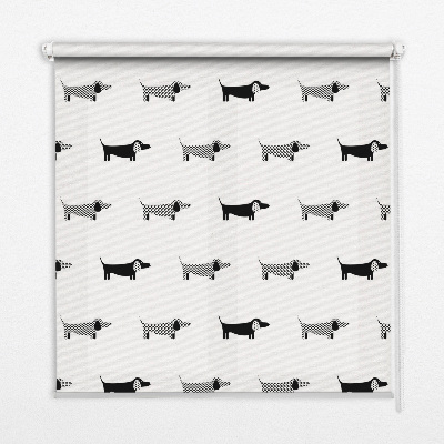 Store intérieur fenêtre avec motif de chiens dessinés
