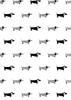 Store intérieur fenêtre avec motif de chiens dessinés