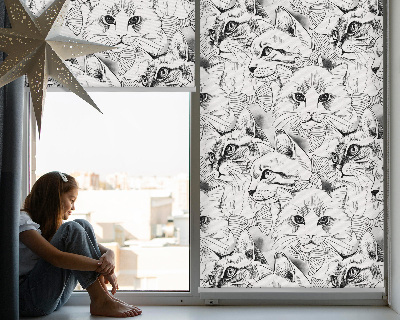 Stores pour fenêtre d'intérieur avec motif de chats dessinés