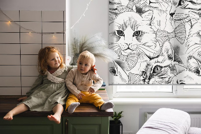 Stores pour fenêtre d'intérieur avec motif de chats dessinés