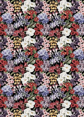 Store intérieur fenêtre avec fleurs colorées
