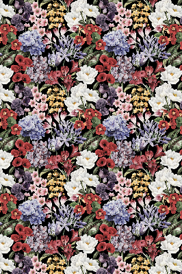 Store intérieur fenêtre avec fleurs colorées