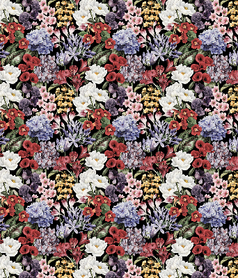 Store intérieur fenêtre avec fleurs colorées