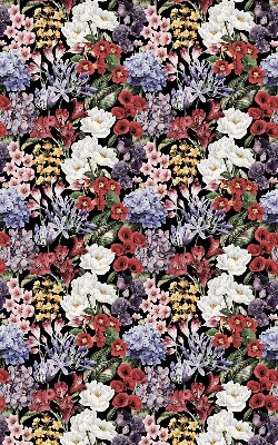 Store intérieur fenêtre avec fleurs colorées