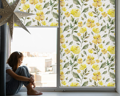 Store enrouleur avec fleurs jaunes