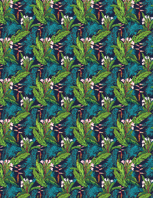 Store enrouleur avec motifs de plantes exotiques