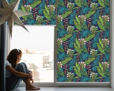 Store enrouleur avec motifs de plantes exotiques