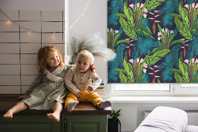 Store enrouleur avec motifs de plantes exotiques