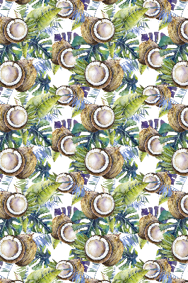 Store intérieur avec des noix de coco et leurs feuilles