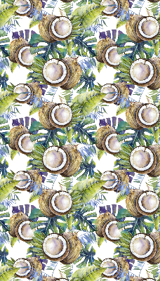 Store intérieur avec des noix de coco et leurs feuilles