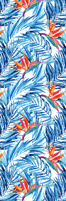 Store intérieur fenêtre feuilles bleues