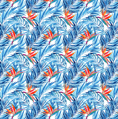 Store intérieur fenêtre feuilles bleues